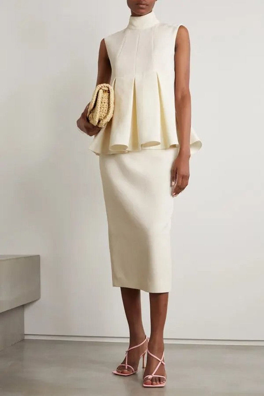 Emilia Wickstead Chandler Pleated Crepe Top - 4 Ivory